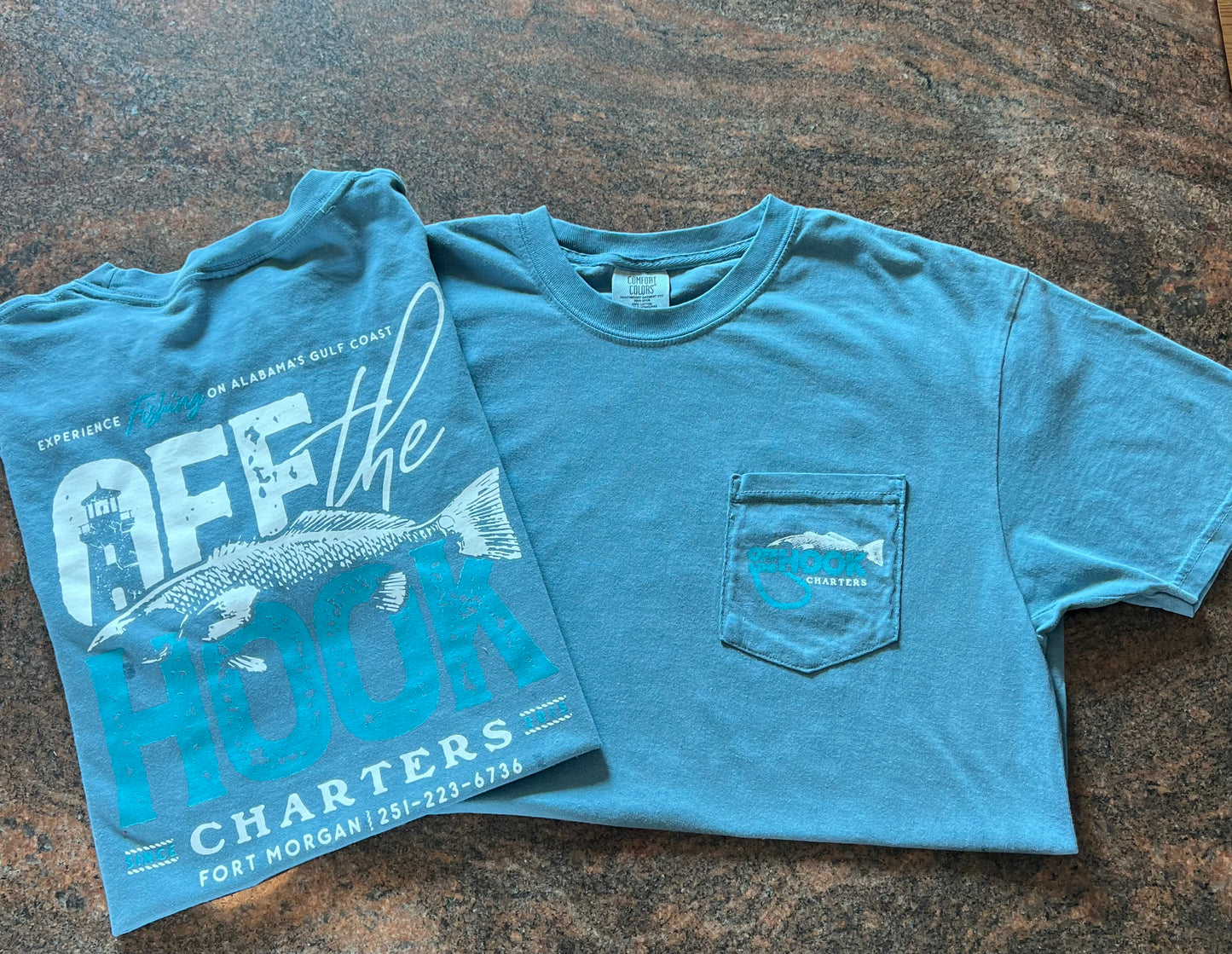 Comfort Colors- Ice blue pocket T